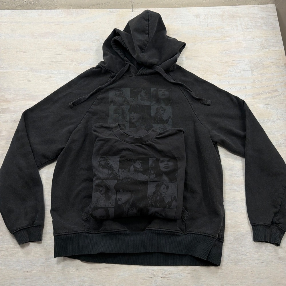 Taylor Swift The Eras Tour Hoodie & Shirt Set M S Charcoal Grey Graphic Women